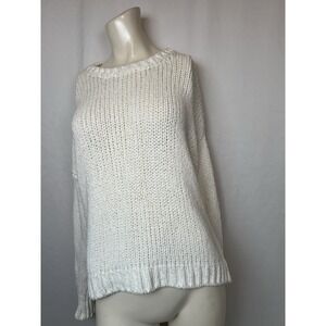 LOFT Sweater Women's White Cotton Nylon Chenille Sweater Small